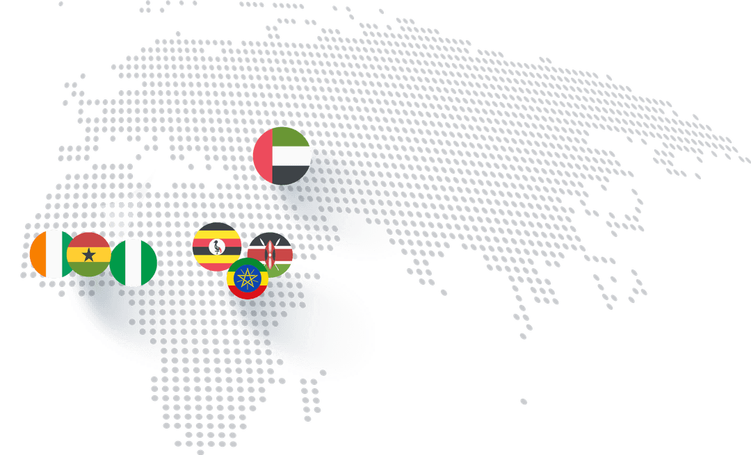 Map highlighting active countries