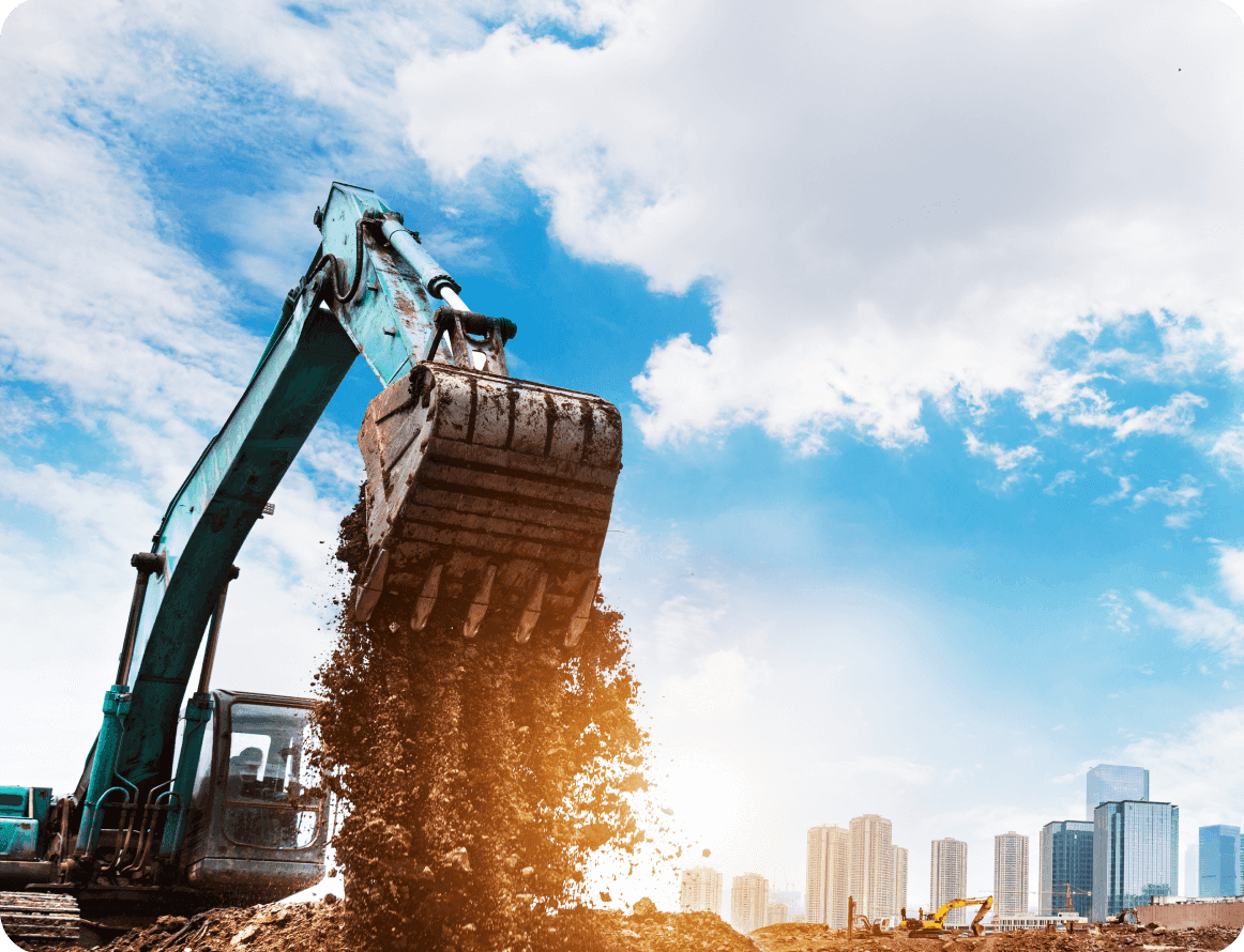 A bulldozer moving soil