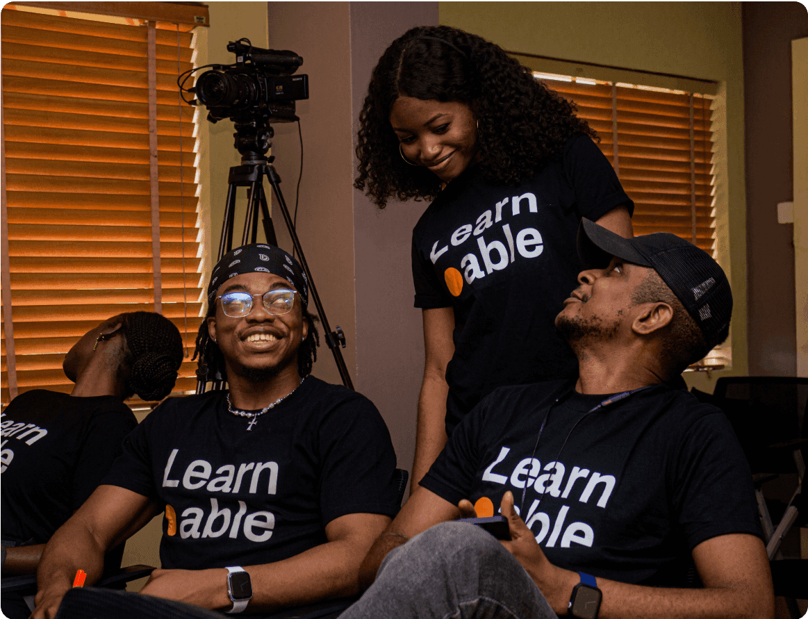 A group of people smiling