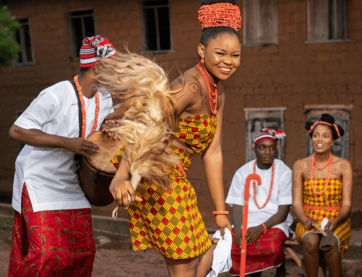 Traditional dancer smiling